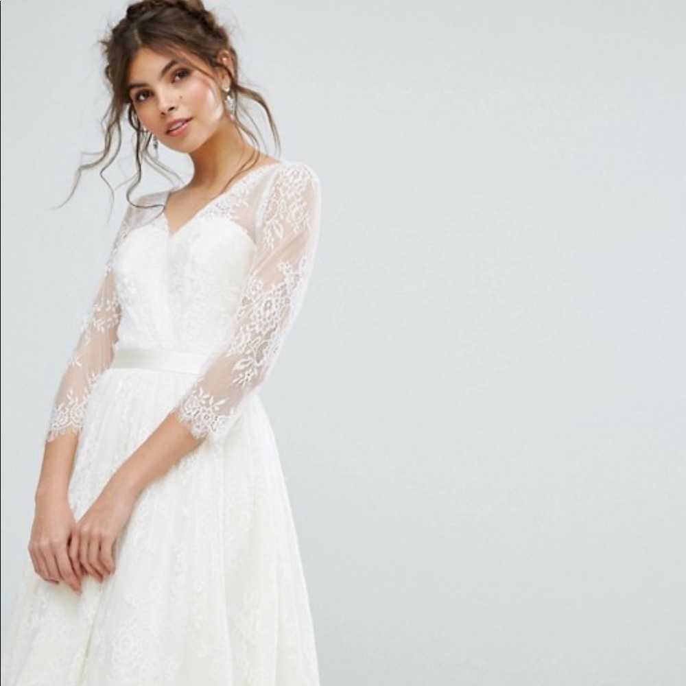 ASOS Chi Chi London Lace Overlay dress- Ivory